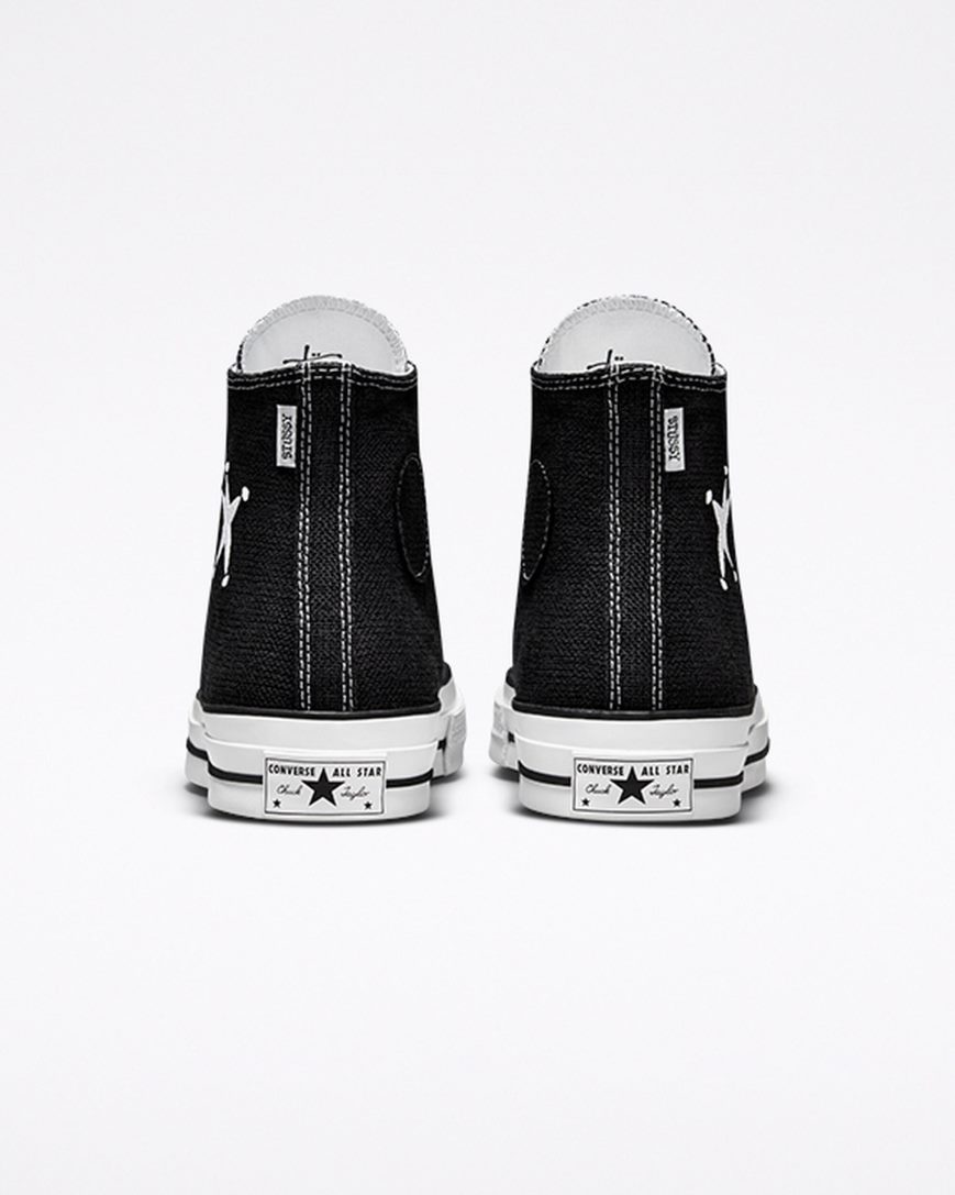 Women's Converse x Stüssy Chuck 70 High Top Shoes Black / White / Black | AU 9E8C3H